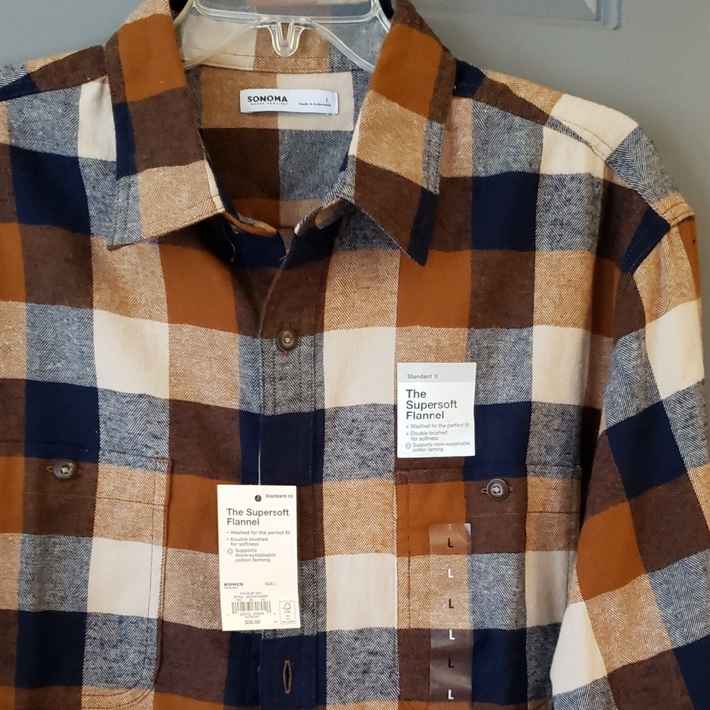 Sonoma Men's Casual Plaid Shirt - L